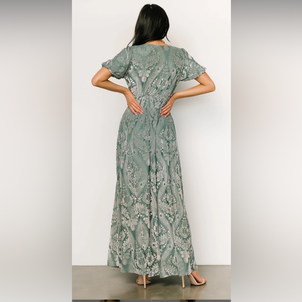 Baltic Born Elegant Green Patterned Maxi Dress - Picture 3 of 9